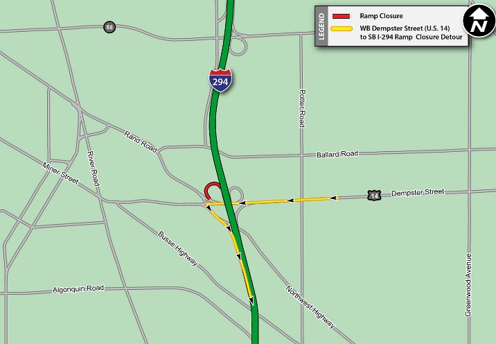 Overnight ramp closures scheduled at Interstate 294 Dempster Avenue ...