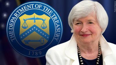 Janet Yellen and Department of Treasury seal