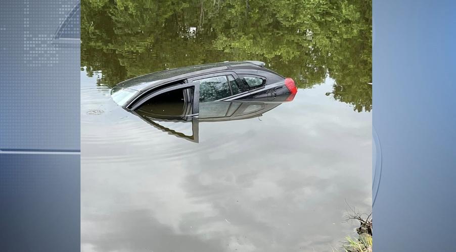 car in lake