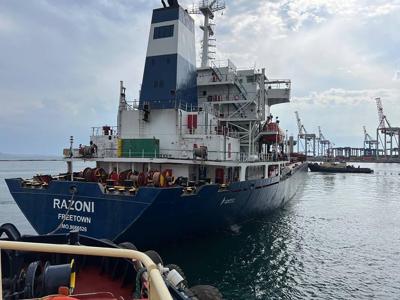 Grain ship departs key Ukrainian port for first time since early days of war