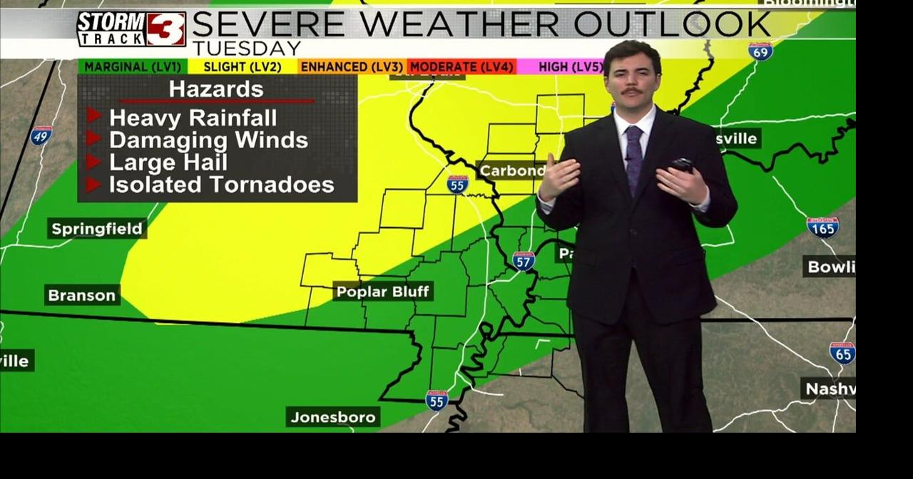 Strong storms possible with a powerful front late Tuesday night Video