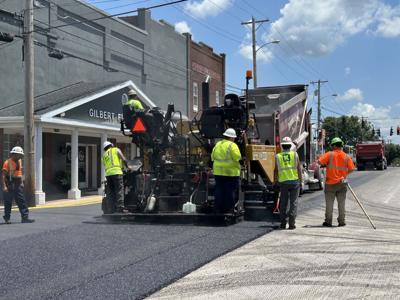 Paving operations in Marion, Kentucky