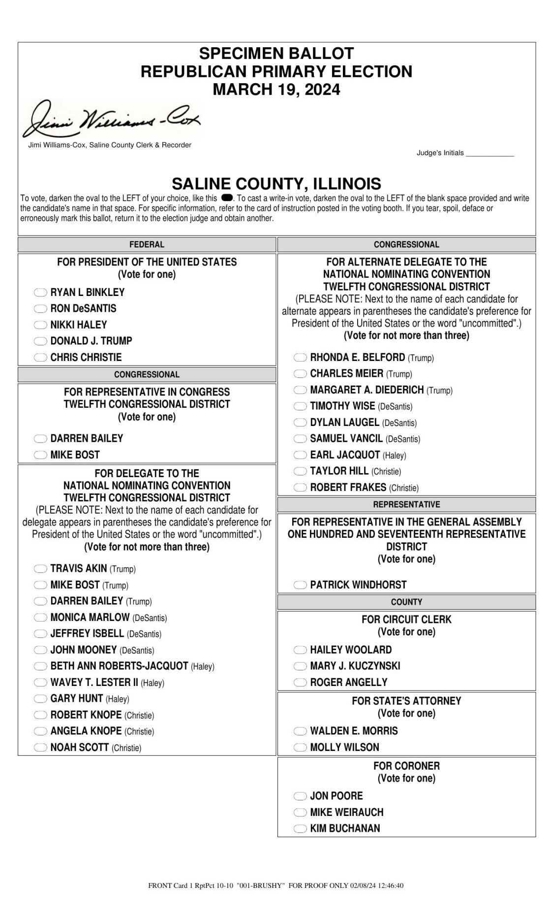 Saline County Sample Ballot