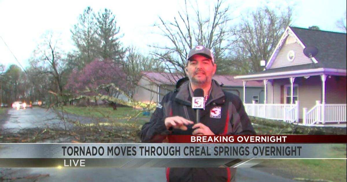WSIL goes on-sight of overnight tornado damage in Creal Springs | Video ...