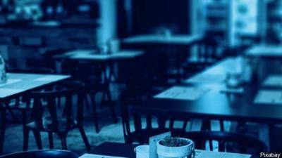 restaurant blue background