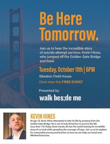 Kevin Hines to speak in Sikeston Tuesday with Walk Bes;de Me, News