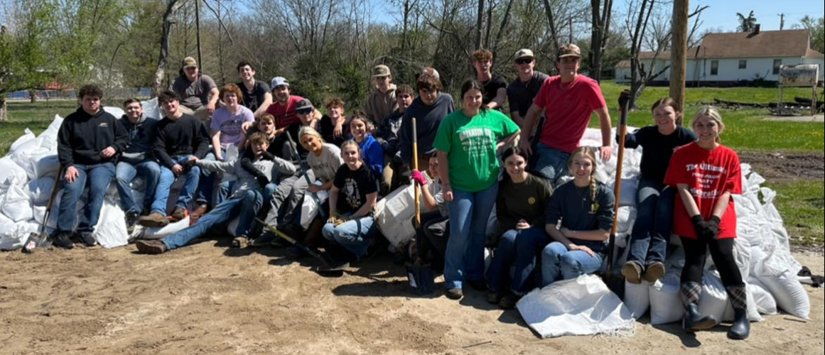 GCHS students spend the day preparing sandbags for anticipated flooding