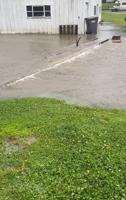 Heavy rain in Carterville, IL, floods yard, streets