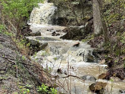 rushing water, rain