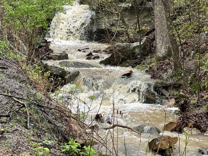 rushing water, rain
