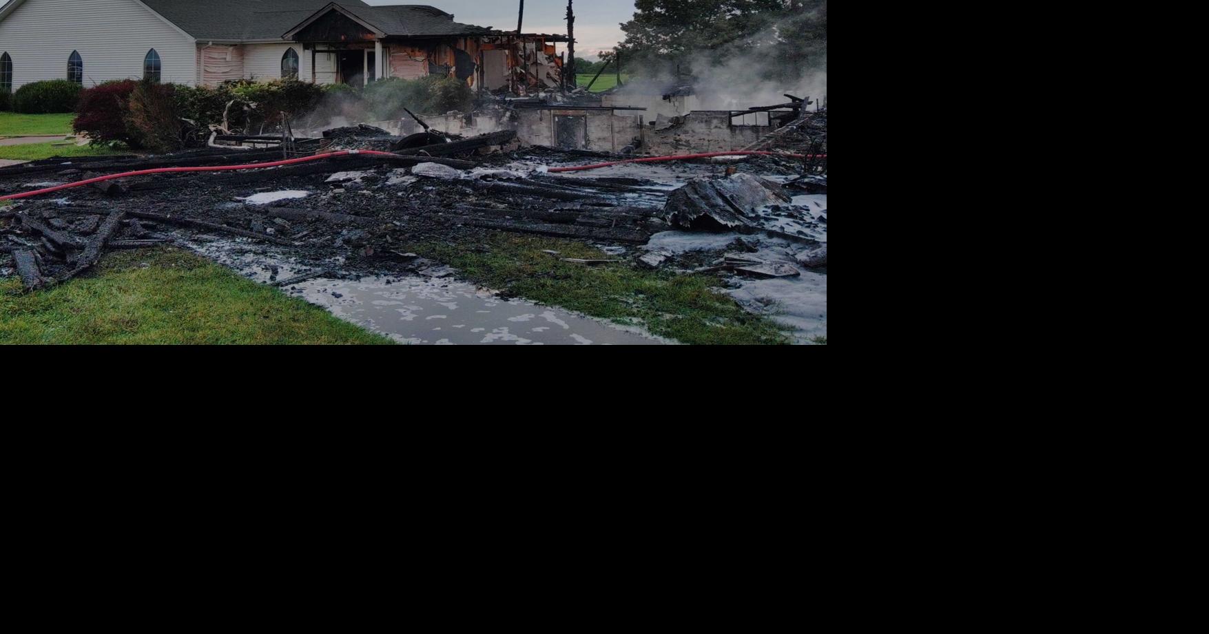 Possible lightning strikes church in Massac County. Heavy fire damage