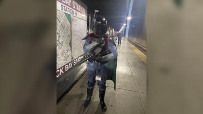 Police were called about a person with a rifle. It turned out to be a man in a Boba Fett costume