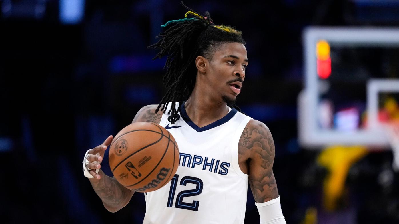 Ja Morant of the Memphis Grizzlies arrives to the game against the LA