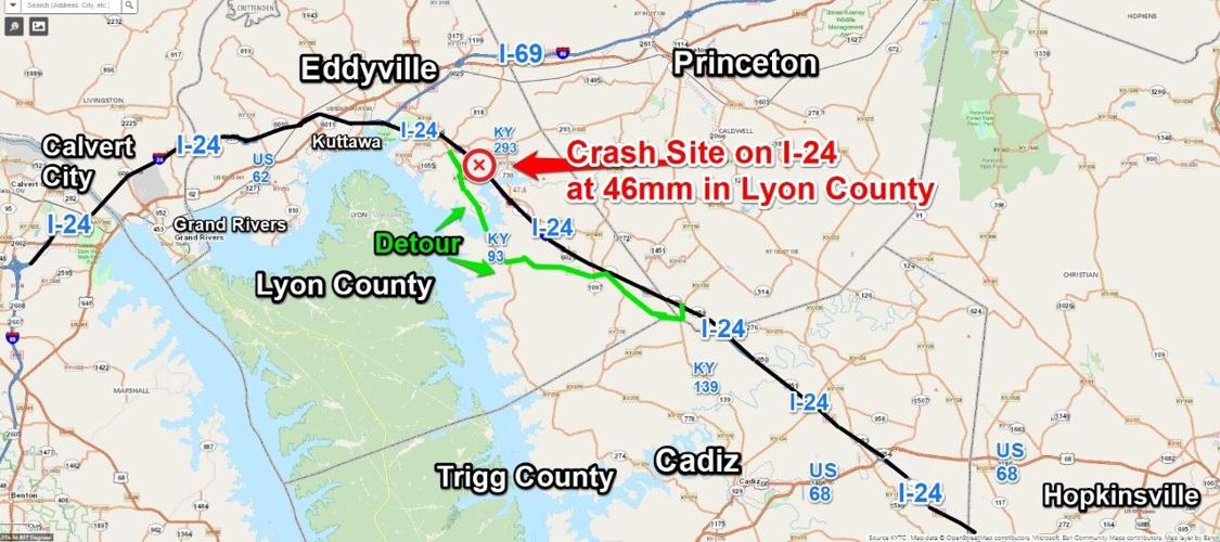 interstate 24 lyon county detour map