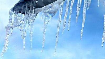 Ice storm, icicles