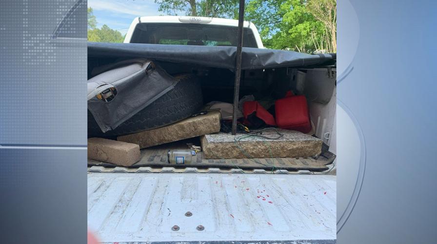 Headstone in truck