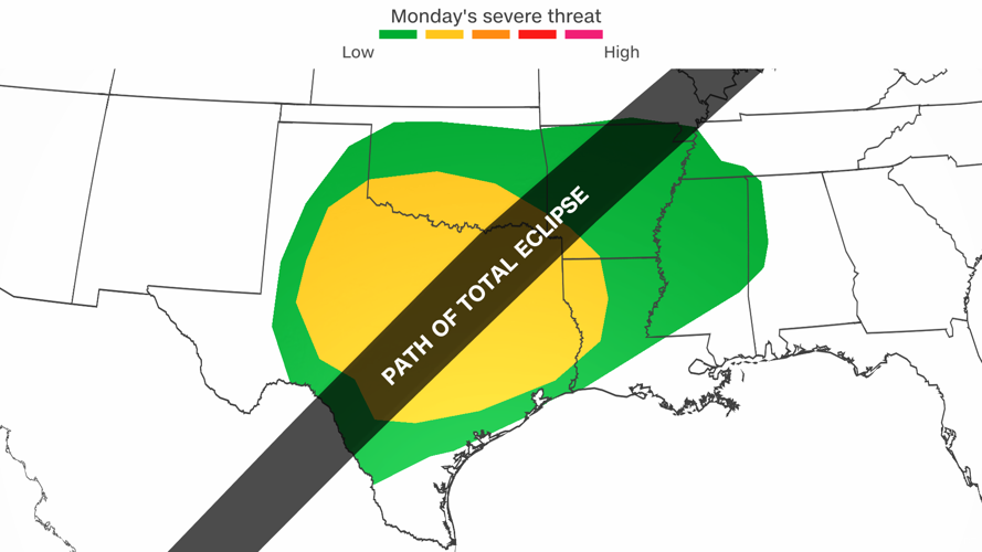 Severe storms may pose a threat to solar eclipse viewers