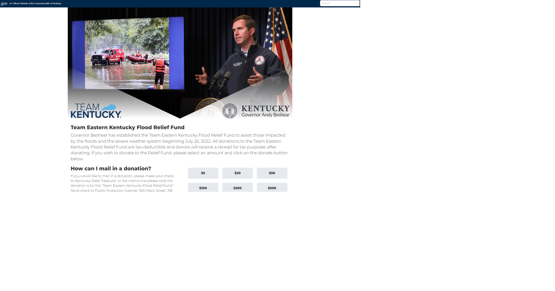 Kentucky accepting donations to help eastern Kentucky flood victims