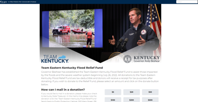 Kentucky flood relief page