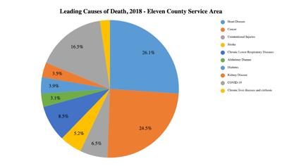 Leading Causes of Death, 2018 - Eleven County Service Area