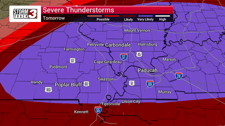 Severe storms are possible tonight and likely on Friday, with tornadoes possible