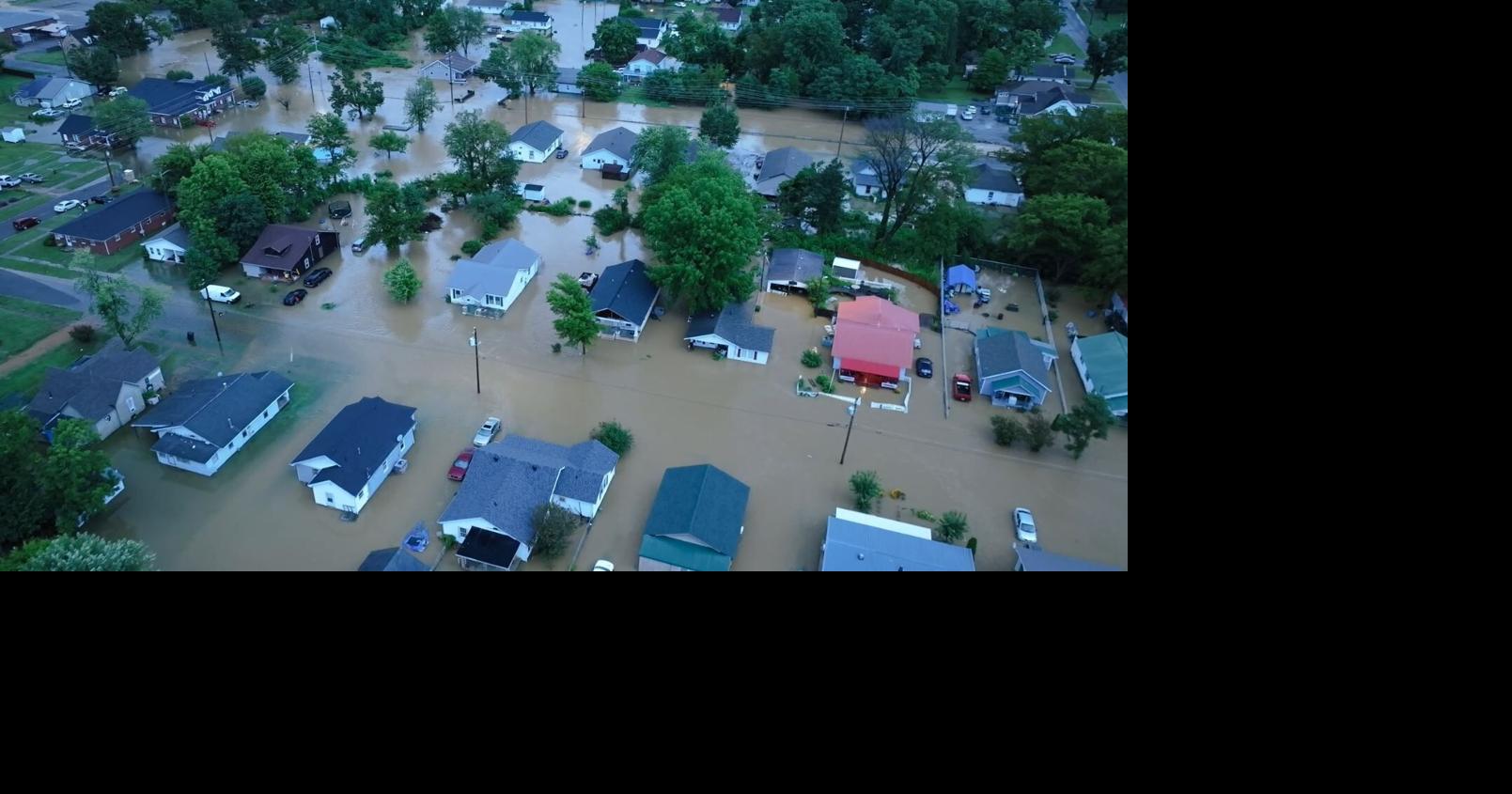 Mayfield, Ky water rescues and drone video of flooding Video