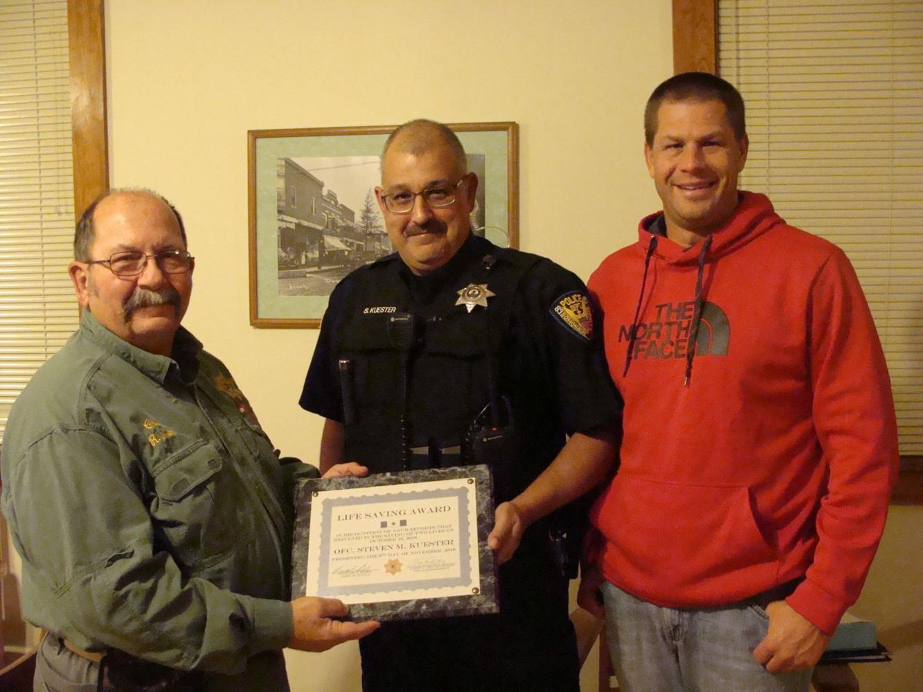 Somonauk Village Board Presents Lifesaving Award to Officer Steve