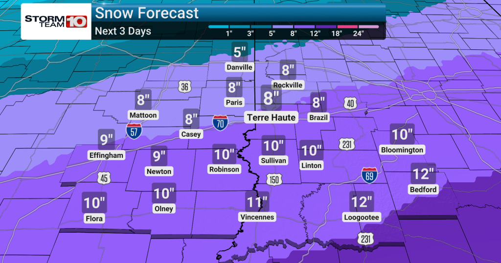 Major Winter Storm Targets Terre Haute; Up to a Foot of Snow Possible