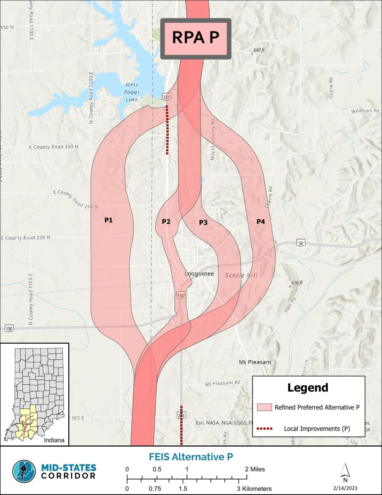 Mid-States Corridor Project -  Loogootee Map