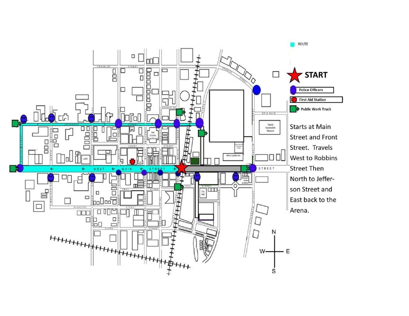 2023 Tupelo Christmas parade map