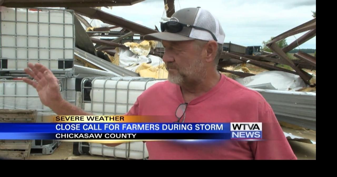 Chickasaw County farmers escaped unharmed after high winds toppled farm building