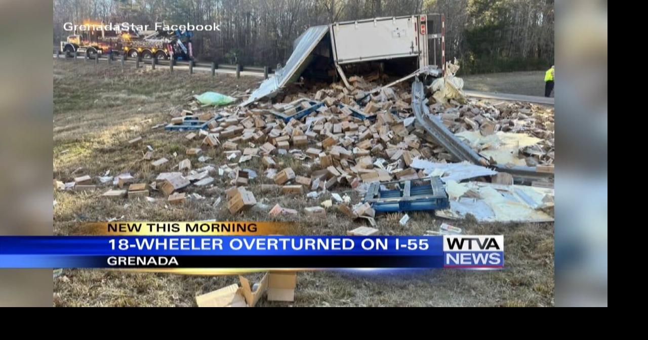 18-wheeler overturned in Grenada