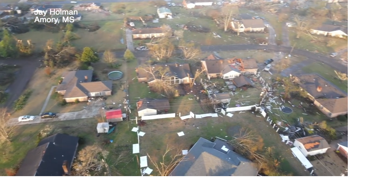 WATCH Drone video shows tornado destruction in Amory, MS Video
