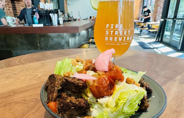 Wedge salad and blood orange mule from Fife Street Brewing