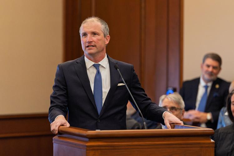 Moore Capito speaks during his investiture ceremony