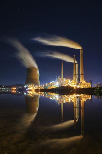 John E. Amos plant at night