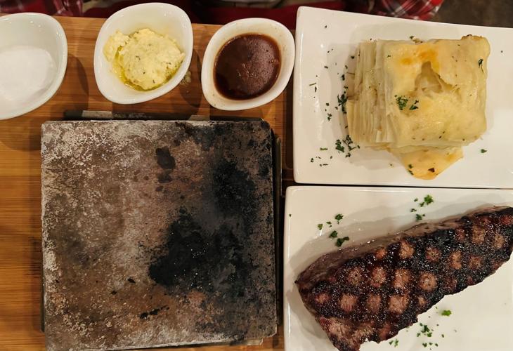 New York strip and scalloped potatoes from DT Prime - photo by Steven Keith.jpg