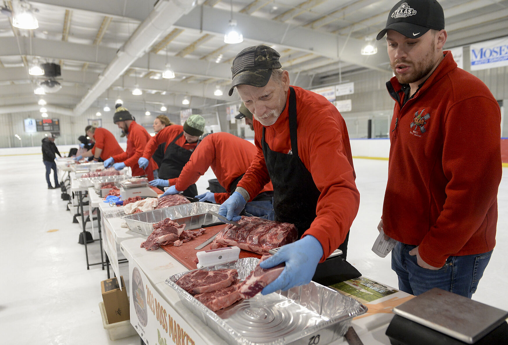 A cut above: Texas Roadhouse butchers take to the ice for a