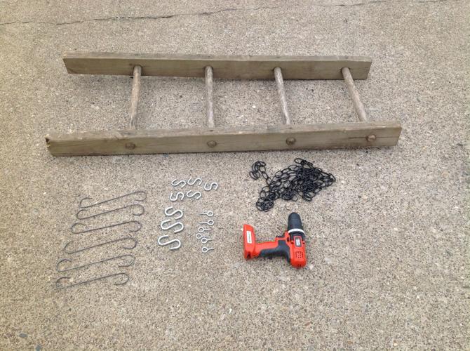 WV DIY Team Ladder pot rack a stylish solution for kitchen storage