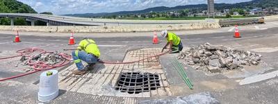 WV DOT workers on Interstate 64 Fort Hill bridge