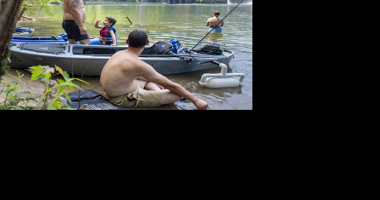 Family fun in the water at Kanawha Falls near Gauley Bridge in Fayette County