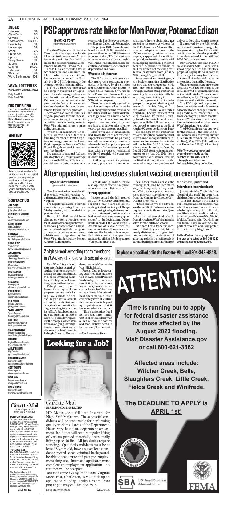 Page A2 | E-Edition | Wvgazettemail.com