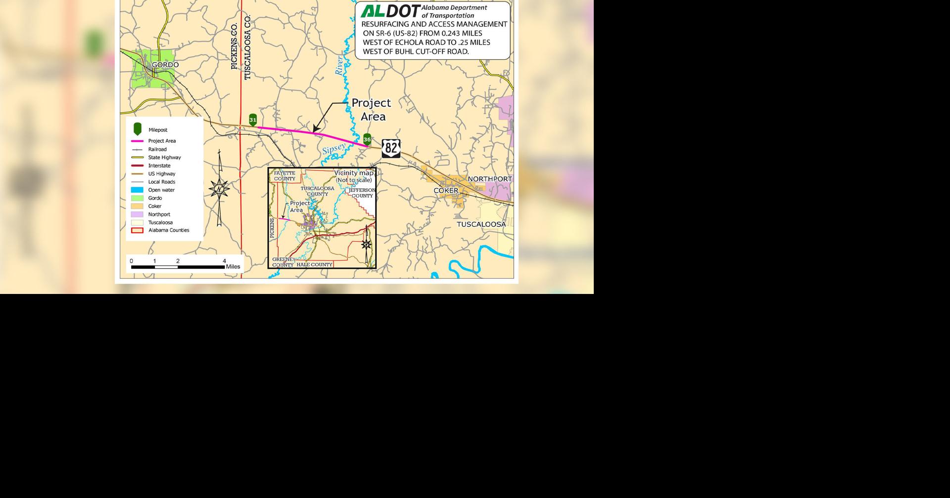 Travel on US 82 near the Tuscaloosa-Pickens line? Be aware of road work starting soon