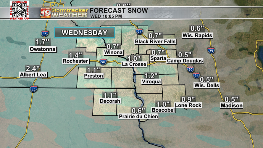 Rain departs Tuesday, then a chance for a little snow moves in as temps ...
