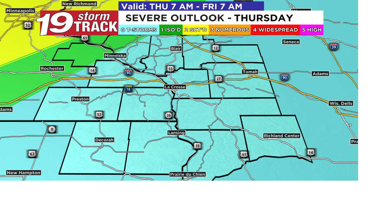 A few more clouds Thursday afternoon with a chance of rain in the evening