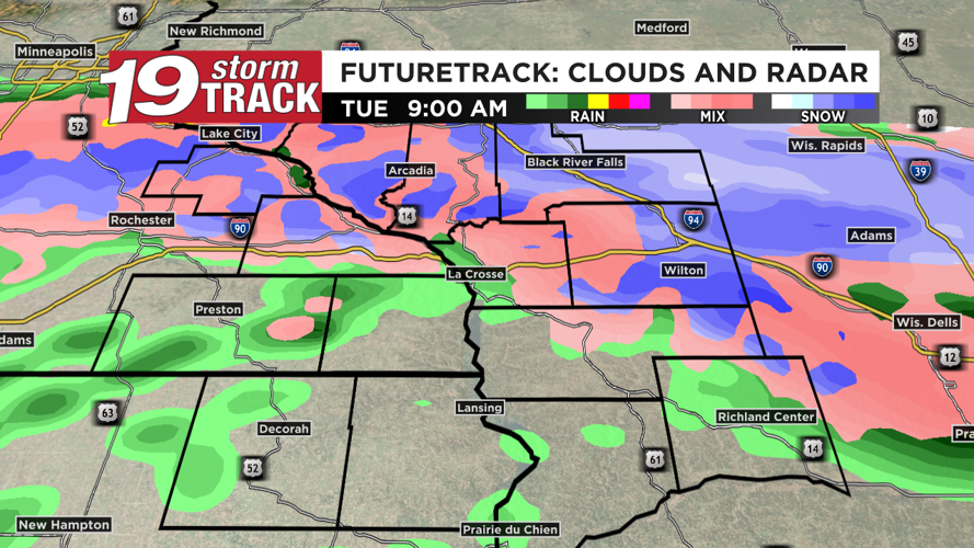 A possibly slippery Tuesday morning commute with rain and/or snow ...