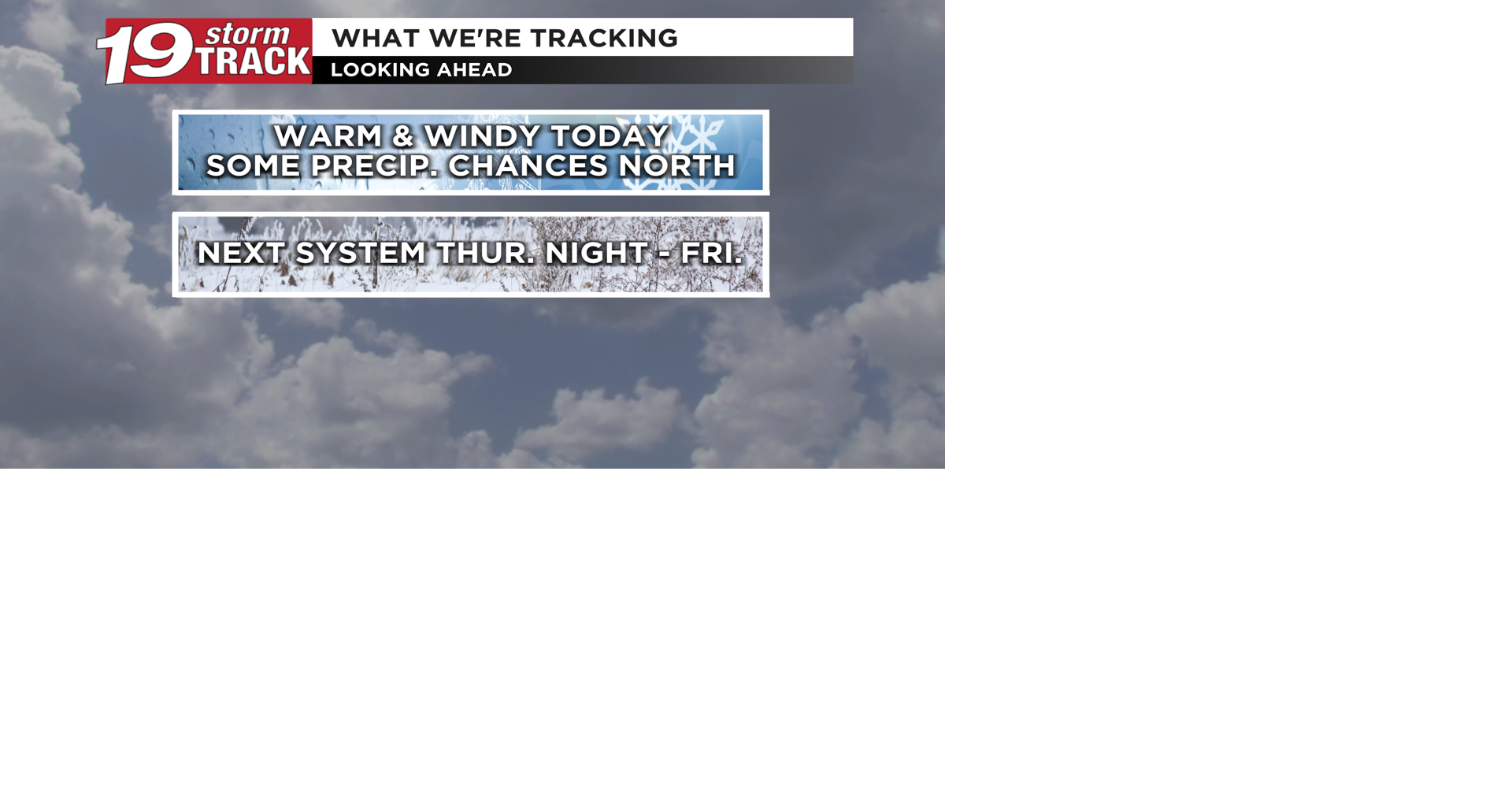 Warm and windy today with some precipitation chances; next system to ...