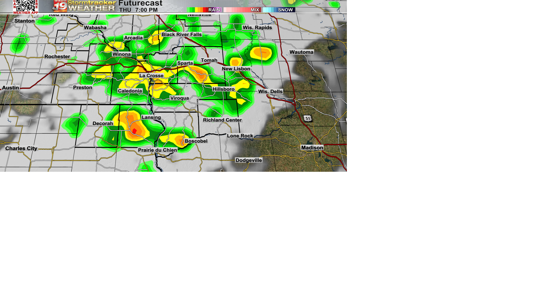 A few of Thursday afternoon's scattered storms could be strong to