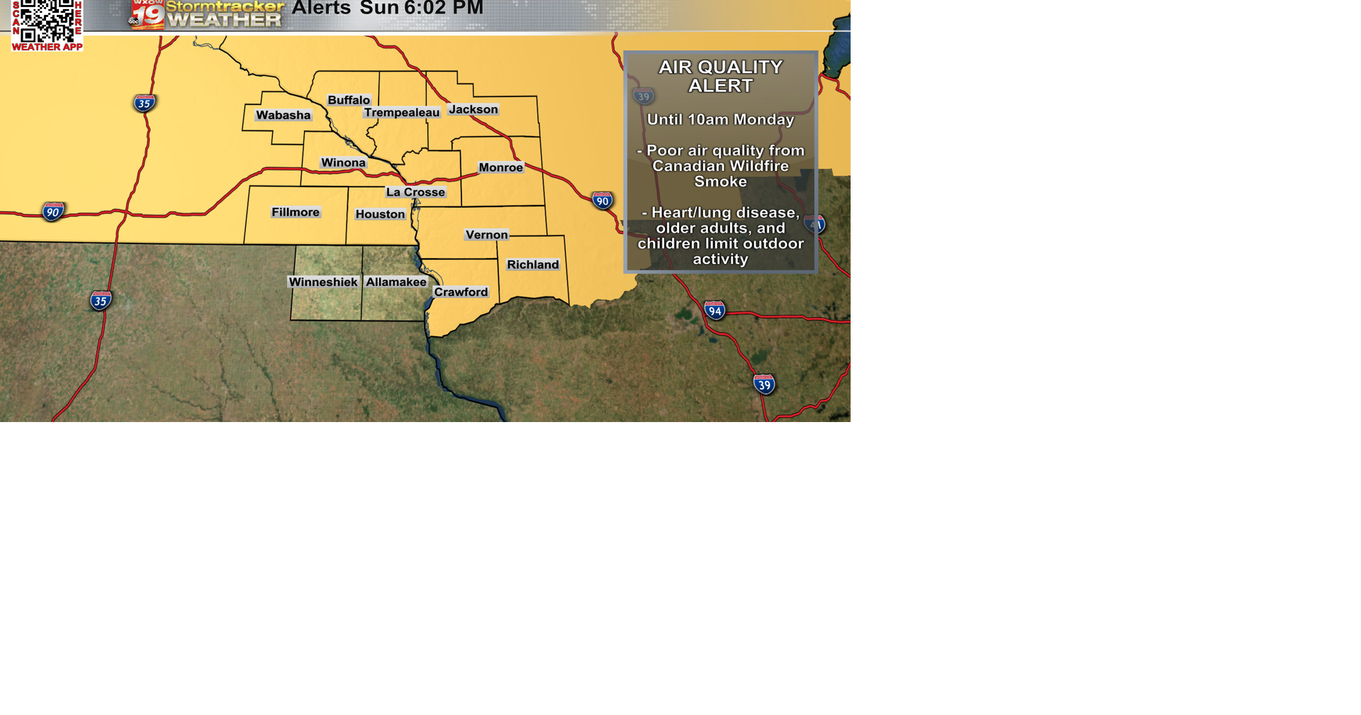 Canadian wildfire smoke gives poor air quality to the Coulee Region