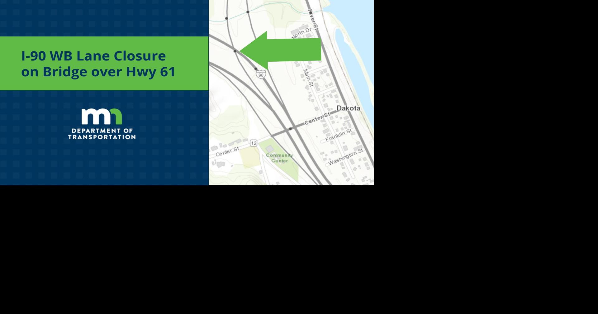Bridge repair work by MnDOT leads to lane closure of Dakota bridge
